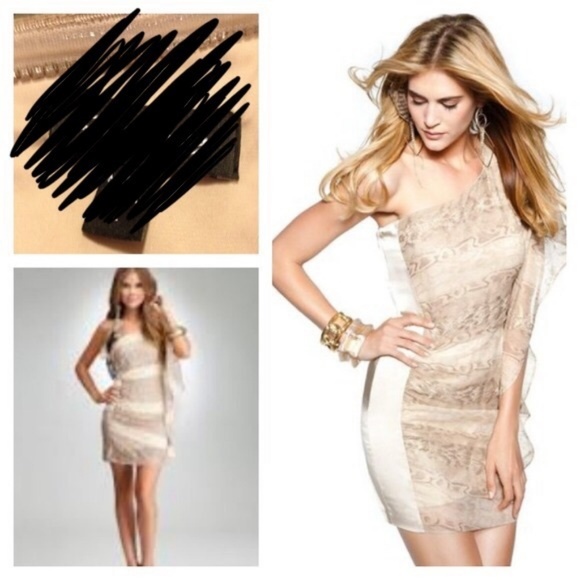 3/$30 Bebe Silk Snake Print 1 Shoulder Mini dress - Picture 2 of 8